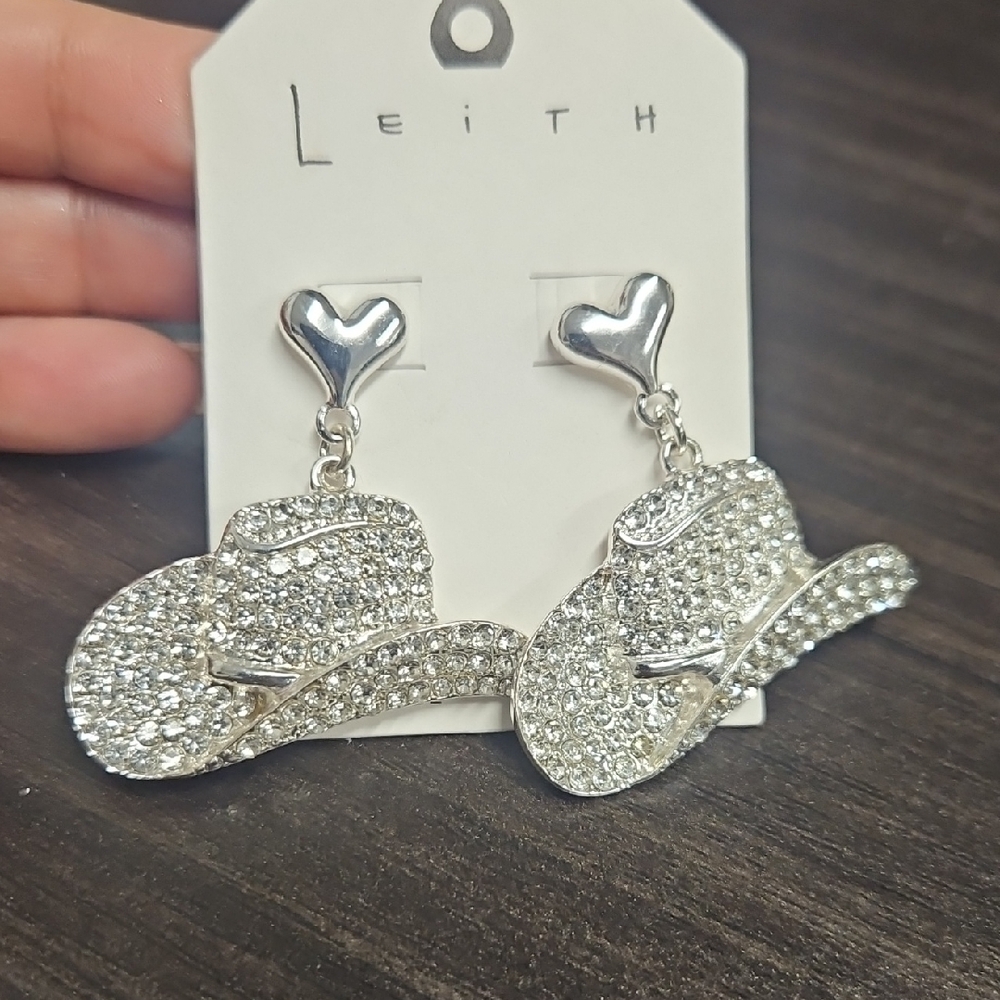 Nordstrom Leith Silver Heart and Hat Earrings
